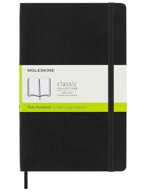 Moleskine Black Soft Cover Plain Notebook with Elastic